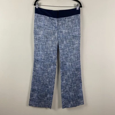 Pantalones Ann Taylor junto a la piscina con estampado de pierna ancha talla 4P azul elástico Foto 1 de 4