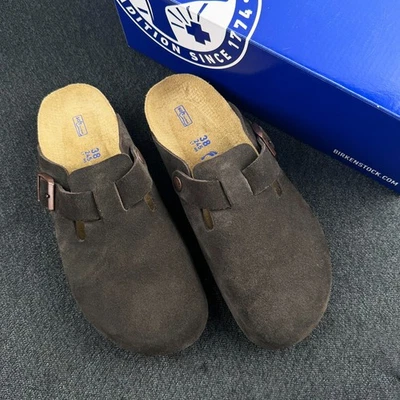 Birkenstock Boston Mocha Suede Leather Unisex Clog Shoes Select Size - Image 1 of 4
