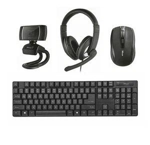 Trust QOBY 4 in 1 Home Office Bundle Wireless Keyboard & Mouse, Webcam & Headset - Picture 1 of 6