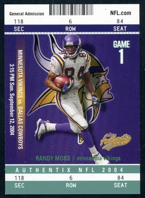 2004 Fleer Authentix General Admission Green Parallel #8 Randy Moss #'d /100 SP - Image 1 of 2