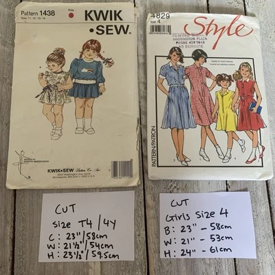 2x Toddler Dress Sewing Patterns Girls Size 4 Chest 23" Vintage 80s Ruffle Shirt - Image 1 of 4