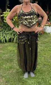 Arabian Belly Dancer Costume Black & Gold Women Halloween Fancy Dress Cosplay SM - Picture 1 of 10