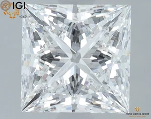 IGI Certified 2.01 CARAT CVD Lab Grown Princess Cut Diamond E Color VVS2 Clarity - Picture 1 of 10