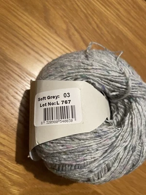 1 ball x 100g Debbie Bliss Fine Donegal Tweed in  Sh 03  Soft Grey Subtle fleck - Image 1 of 4