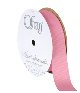 Offray Ribbon, Pink 7/8 inch Grosgrain Polyester Ribbon, 18 feet New - Picture 1 of 1