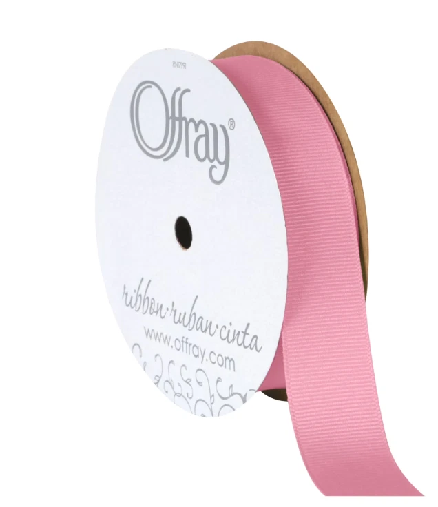Offray Ribbon, Pink 7/8 inch Grosgrain Polyester Ribbon, 18 feet New - Image 1 of 1
