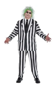 Beetlejuice Mens Costume 2XL 48-52 Suit Jacket Pants Cosplay Party City 2 Piece - Picture 1 of 11
