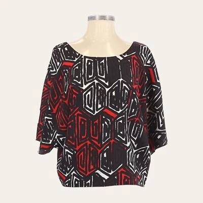 Blusa Ligera Collective Concepts Geométrica Boho Manga Dolman S Nueva con Etiquetas Foto 1 de 4