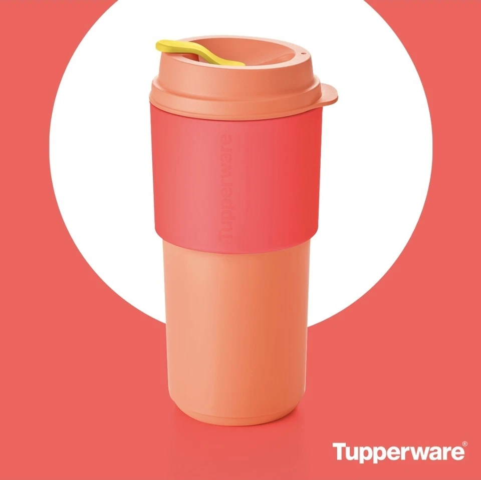 Tupperware Eco Mug tazza da the,caffè,bevande con porta cannuccia - Immagine 1 di 1