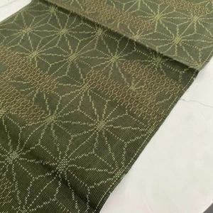 Green Blessing #B 14x65 LUNGO tessuto kimono tsumugi giapponese seta vintage TH91 - Foto 1 di 8