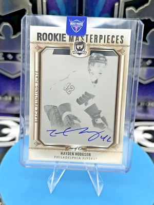 2022-23 UD THE CUP HAYDEN HODGSON ROOKIE MASTERPIECES PRINTING PLATE 1/1 RC AUTO - Image 1 of 2