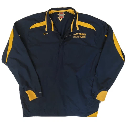 Nike Team WVU West Virginia Mountaineers 1/4 Zip Jacket Windbreaker Men’s Medium Cover