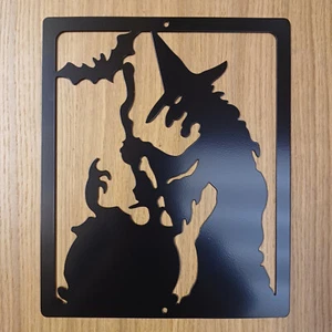 Stahl Hexe & Kessel Plakette Halloween - Bild 1 von 1