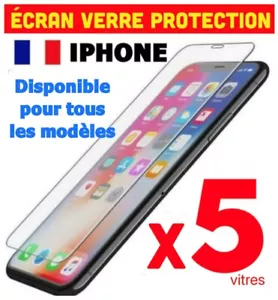 VERRE TREMPE IPHONE VITRE PROTECTION ECRAN 11 12 13 14 15 16 PRO MAX SE 7 8 X XR - Photo 1/50