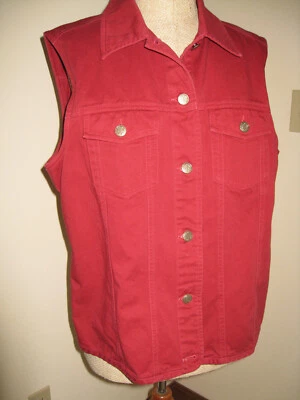 Nordstrom Women's Dark Red Denim Vest Large Horse Riding Rodeo Girl - Image 1 of 4