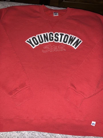 YOUNGSTOWN STATE UNIVERSITY PENGUINS CREW NECK SWEATSHIRT RED MEN XL VINTAGE Cover