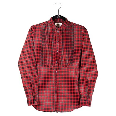Denim Supply Ralph Lauren Womens Blouse Button Up Red Plaid Pleated Preppy Top S - Image 1 of 4
