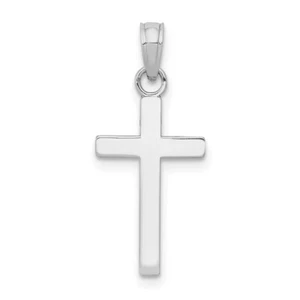 14k White Gold Polished Cross Pendant 0.5gm L-23.2mm, W-10mm - Picture 1 of 4