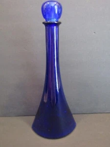 AZUL COBALTO Mid Century Jarra de Vidrio 12.5" Botella GENIE con Cierre de Corcho 50 cl - Imagen 1 de 10