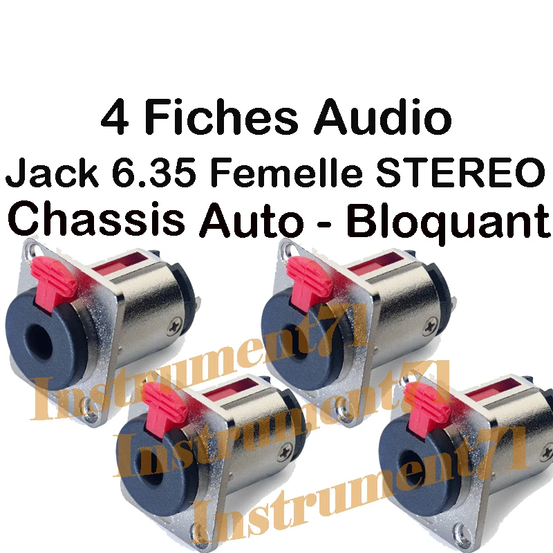 4 Jack Femelle 6,35 STEREO CHASSIS Autobloquant  Connections à Souder - Photo 1/1