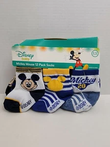 Disney Baby Boys Mickey Mouse Socks 12 Pack - 6-12 Months - Picture 1 of 6