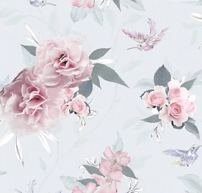Fresco Daphney Wallpaper - Pink 104898 - Floral / Birds - Image 1 of 4