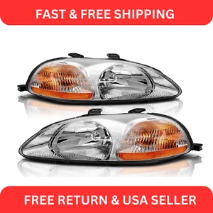 HEADLIGHT AMBER CORNER HEAD LAMPS LEFT+RIGHT PAIR FOR 1996 - 1998 HONDA CIVIC - Picture 1 of 6