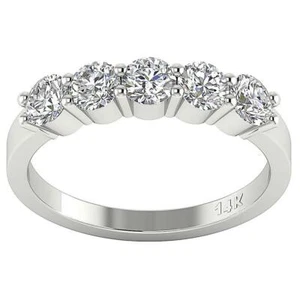 I1 I 1.50 Ct Round Cut Diamond Engagement Five Stone Ring Set 14K Gold 4.02 mm - Picture 1 of 7