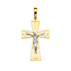 14K Two Tone Gold Crucifix Cross Religious Charm Pendant For Necklace or Chain