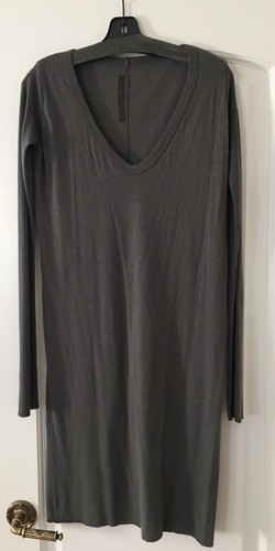 Abito da donna grigio Rick Owens gigli collo a V manica lunga taglia US 6