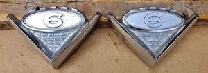 1962 1963 1964 GMC Truck V6 HOOD SIDE EMBLEMS Original GM pair 1965 1966 - Picture 1 of 23