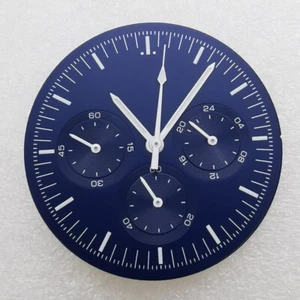 33.5mm sterile luminous black blue white dial hands fit VK63 quartz movement - Picture 1 of 10