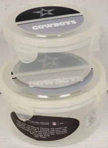 NFL Dallas Cowboys Juego de 2 Cuencos con Tapas a Presión, Nuevo - Imagen 1 de 5