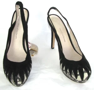 House Of Harlow Stiletto Heels Black Leather And Python 39.5 Excellent Condition - Picture 1 of 7