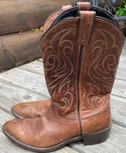 Laredo Boots Mens Brown Embroidered Leather Cowboy Western Boots 5614 Size 8 EE - Picture 1 of 12