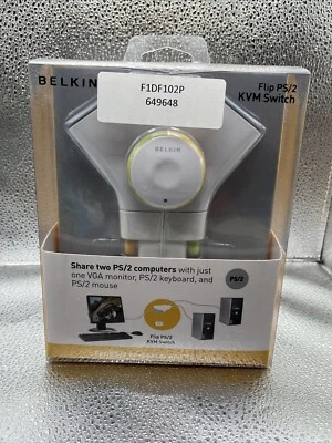 Belkin Flip F1DF102P PS2 2 port KVM Switch - Brand New Never Opened - Image 1 of 4