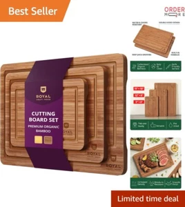 Wooden Cutting Boards Bamboo Set 15x10 and 12x8 Serving & Chopping - Picture 1 of 11
