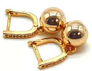 Pendientes Bolas Redondas Tono Dorado con Acentos de Cristal Transparente en Paca. gota 1" - Imagen 1 de 5