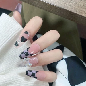 24 Pcs/ Box Long False Nails Full Cover Press on Fake Nails Fashion Nails - Picture 1 of 16