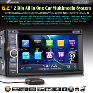 Radio ERISIN 790U 6,2" 2 DIN Universal - Windows CE - GPS - Bluetooth - - Imagen 1 de 12