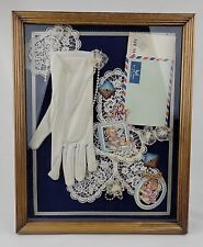 Victorian Antique Shadow Box Memory Box ladies glove lace mail and photos