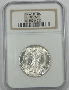Medio dólar Walking Liberty 1942-D certificado NGC MS 66 plata 50c - Imagen 1 de 4