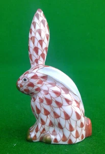 HEREND MINIATURE RUST RED FISHNET RABBIT - 5338. - Picture 1 of 9
