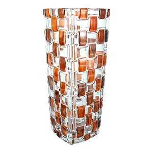 Murano Glass Vase Orange Hand Made Painted Millefiori 16cm High - Picture 1 of 5