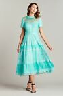 Nwt Tadashi Shoji Camilla Tealength Dress Luminous Aqua Marine Size 00