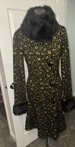 Vintage 90s Y2K Betsey Johnson Sweater Duster Cardigan Leopard Fur S - Picture 1 of 10