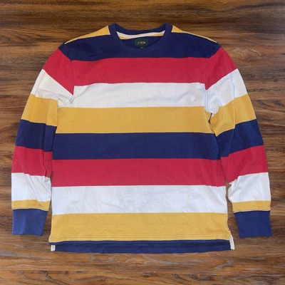 Sudadera J Crew Rayas Multicolor Remero Rugby Parches en el Codo Para Hombres Mediana M Foto 1 de 4