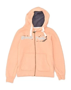 WEIRD FISH Damen grafischer Reißverschluss Hoodie Pullover UK 10 Small orange Polyester AA50 - Bild 1 von 4