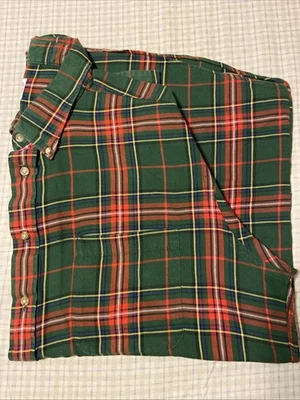 J. Press Flannel Shirt w/Pocket Plaid Green Red Holiday XL 469 - Image 1 of 4