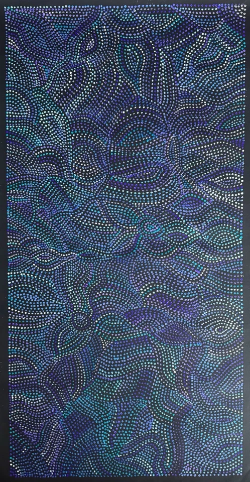Joy Purvis Petyarre, auténtico arte aborigen, tamaño; 120 x 60 cm semillas de ñame arbusto Foto 1 de 4